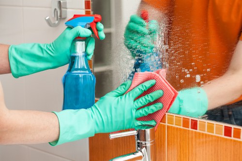 Happy employees in a spotless office environment