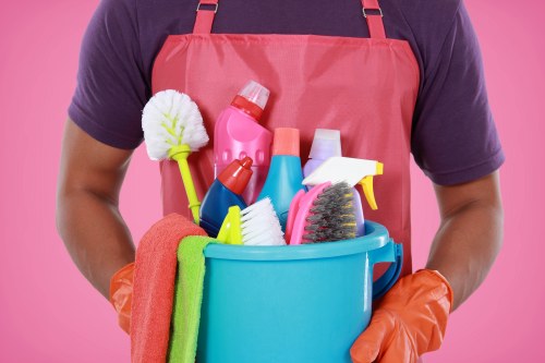 Office cleaning professionals maintaining workspace