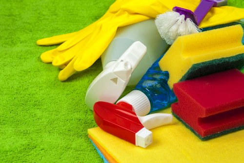 Residential cleaning services being performed